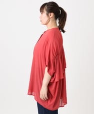 OLBGA38099 eur3(エウルキューブ) 【大きいサイズ】バンドカラーシアーブラウス レッド(05)