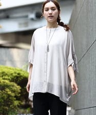 OLBGA38099 eur3(エウルキューブ) 【WEB先行販売】【大きいサイズ】バンドカラーシアーブラウス アイボリー(80)