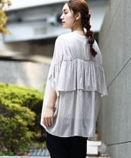 OLBGA38099 eur3(エウルキューブ) 【WEB先行販売】【大きいサイズ】バンドカラーシアーブラウス アイボリー(80)