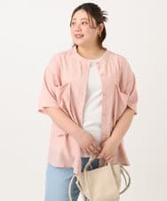 OLBGA40099 eur3(エウルキューブ) 【WEB先行販売】【大きいサイズ/soso×eur3】バンドカラーシャツタンクトップセット ライトピンク(01)