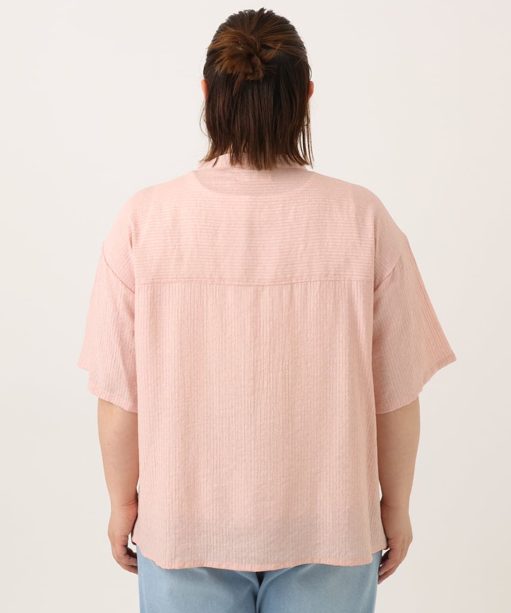 OLBGA40099 eur3(エウルキューブ) 【WEB先行販売】【大きいサイズ/soso×eur3】バンドカラーシャツタンクトップセット ライトピンク(01)