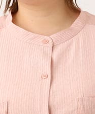 OLBGA40099 eur3(エウルキューブ) 【WEB先行販売】【大きいサイズ/soso×eur3】バンドカラーシャツタンクトップセット ライトピンク(01)