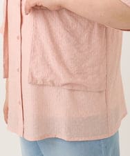 OLBGA40099 eur3(エウルキューブ) 【WEB先行販売】【大きいサイズ/soso×eur3】バンドカラーシャツタンクトップセット ライトピンク(01)