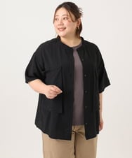 OLBGA40099 eur3(エウルキューブ) 【WEB先行販売】【大きいサイズ/soso×eur3】バンドカラーシャツタンクトップセット ブラック(94)