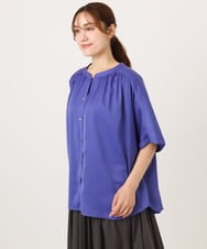 OLBGD02069 eur3(エウルキューブ) 【大きいサイズ/a.v.v×eur3】【接触冷感/UVカット】サテンギャザーブラウス パープル