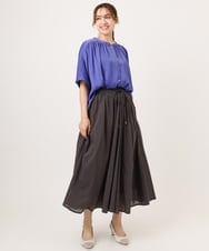 OLBGD02069 eur3(エウルキューブ) 【大きいサイズ/a.v.v×eur3】【接触冷感/UVカット】サテンギャザーブラウス パープル