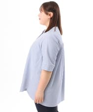 OLBGD26099 eur3(エウルキューブ) 【WEB先行販売】【大きいサイズ】サッカーストライプブラウス ブルー