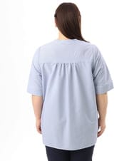 OLBGD26099 eur3(エウルキューブ) 【WEB先行販売】【大きいサイズ】サッカーストライプブラウス ブルー