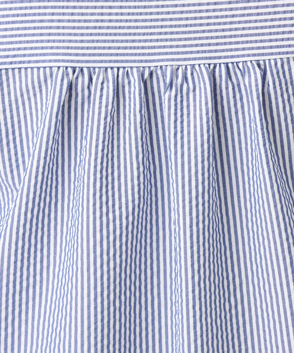 OLBGD26099 eur3(エウルキューブ) 【WEB先行販売】【大きいサイズ】サッカーストライプブラウス ブルー