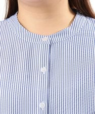 OLBGD26099 eur3(エウルキューブ) 【WEB先行販売】【大きいサイズ】サッカーストライプブラウス ブルー