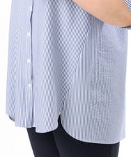 OLBGD26099 eur3(エウルキューブ) 【WEB先行販売】【大きいサイズ】サッカーストライプブラウス ブルー