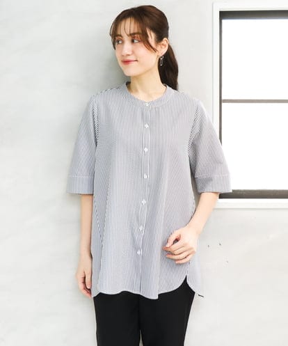 OLBGD26099 eur3 【WEB先行販売】【大きいサイズ】サッカーストライプブラウス