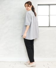 OLBGD26099 eur3(エウルキューブ) 【WEB先行販売】【大きいサイズ】サッカーストライプブラウス ブラック