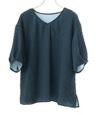 OLBGD28089 eur3(エウルキューブ) 【WEB先行販売】【大きいサイズ】エンボスドットブラウス グリーン