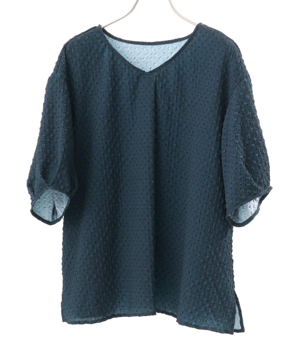 OLBGD28089 eur3(エウルキューブ) 【WEB先行販売】【大きいサイズ】エンボスドットブラウス グリーン