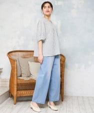 OLBGD28089 eur3(エウルキューブ) 【WEB先行販売】【大きいサイズ】エンボスドットブラウス ライトグレー