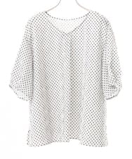 OLBGD28089 eur3(エウルキューブ) 【WEB先行販売】【大きいサイズ】エンボスドットブラウス ライトグレー