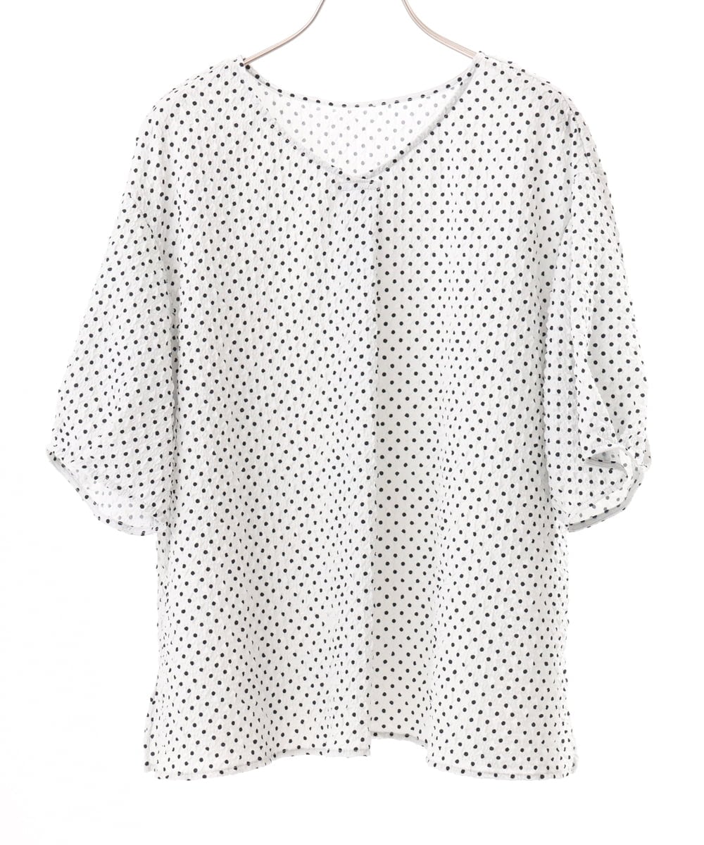 OLBGD28089 eur3(エウルキューブ) 【WEB先行販売】【大きいサイズ】エンボスドットブラウス ライトグレー