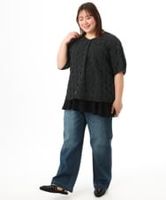 OLBGD28089 eur3(エウルキューブ) 【WEB先行販売】【大きいサイズ】エンボスドットブラウス ブラック