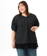 OLBGD28089 eur3(エウルキューブ) 【WEB先行販売】【大きいサイズ】エンボスドットブラウス ブラック