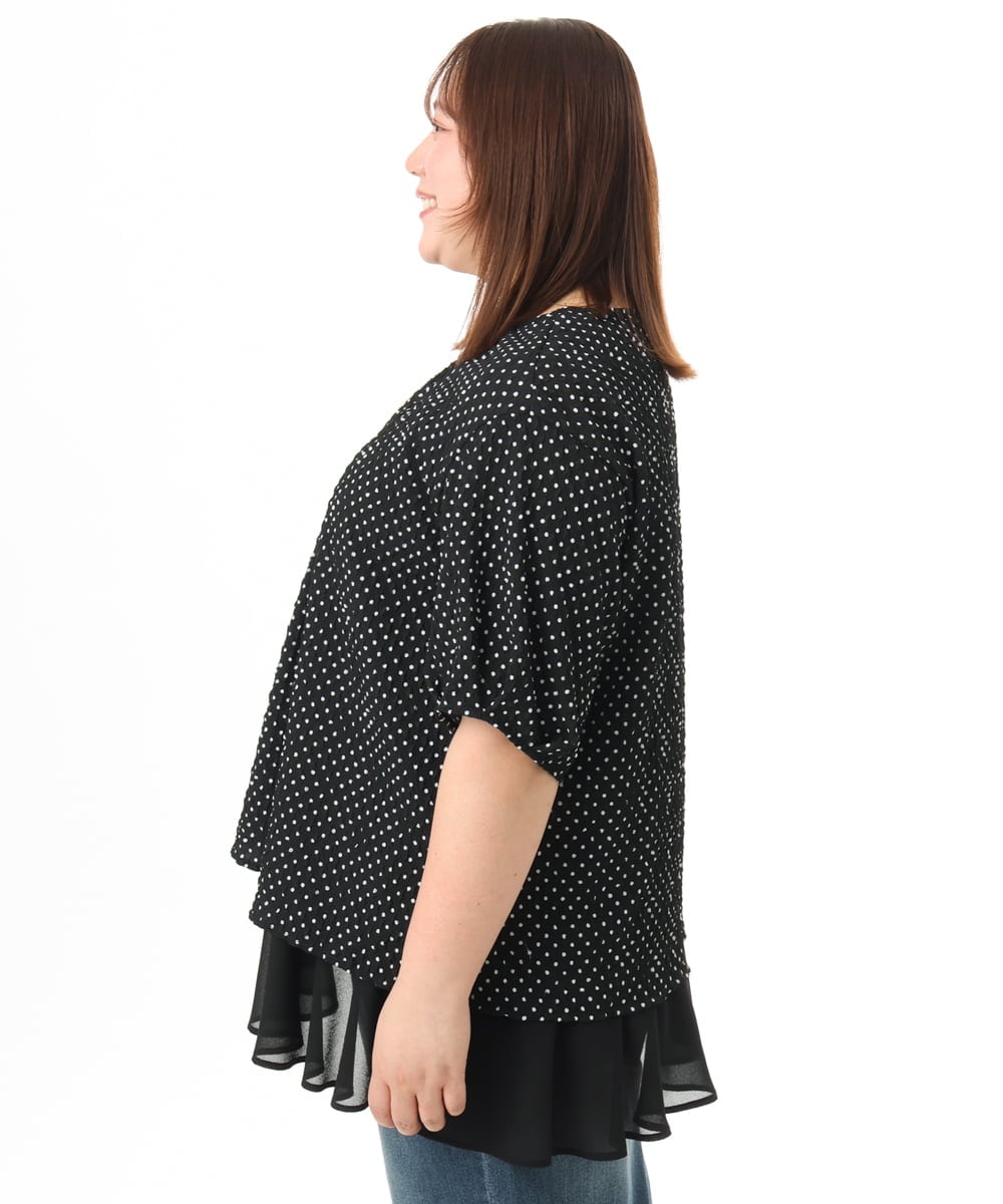 OLBGD28089 eur3(エウルキューブ) 【WEB先行販売】【大きいサイズ】エンボスドットブラウス ブラック