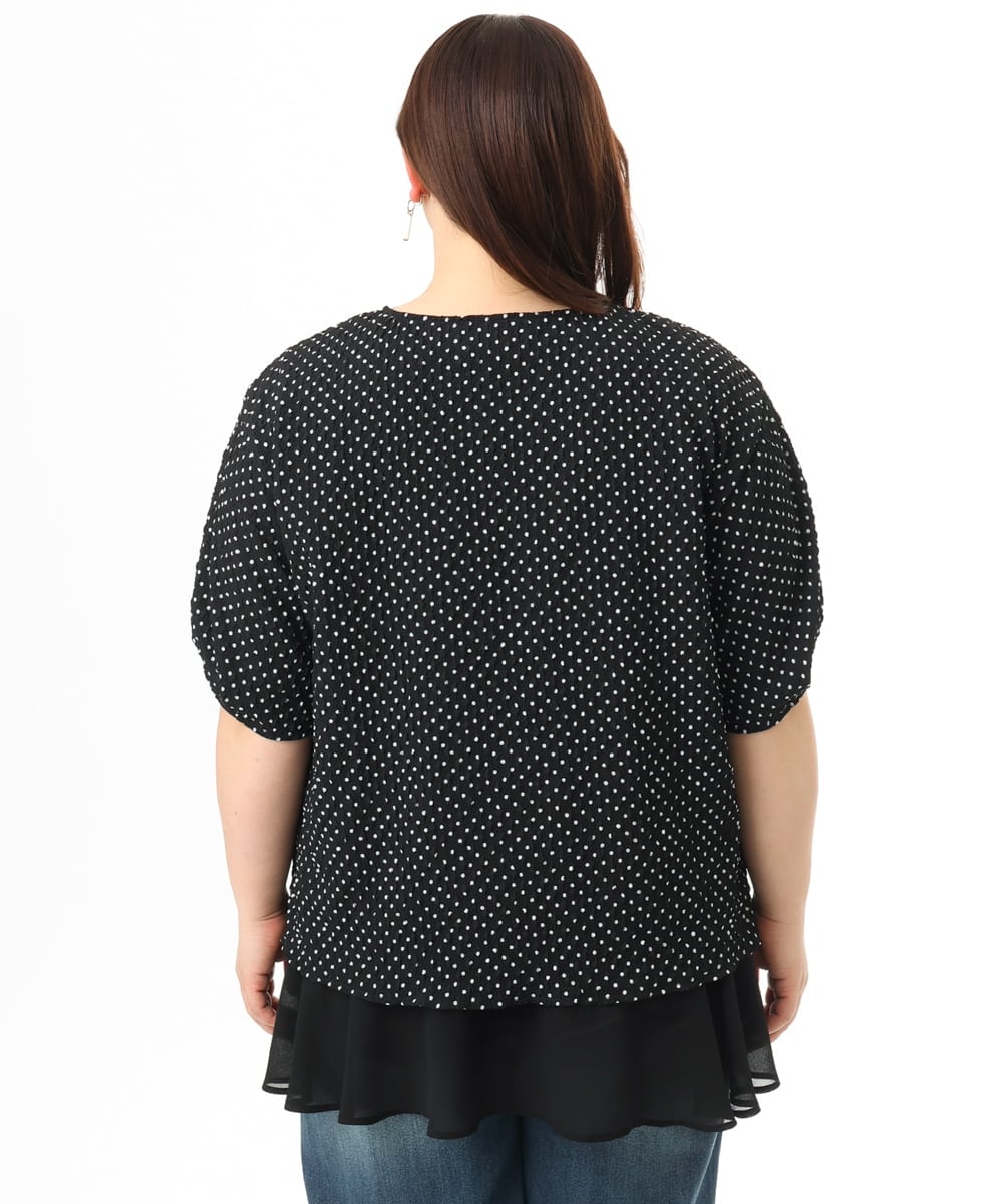 OLBGD28089 eur3(エウルキューブ) 【WEB先行販売】【大きいサイズ】エンボスドットブラウス ブラック