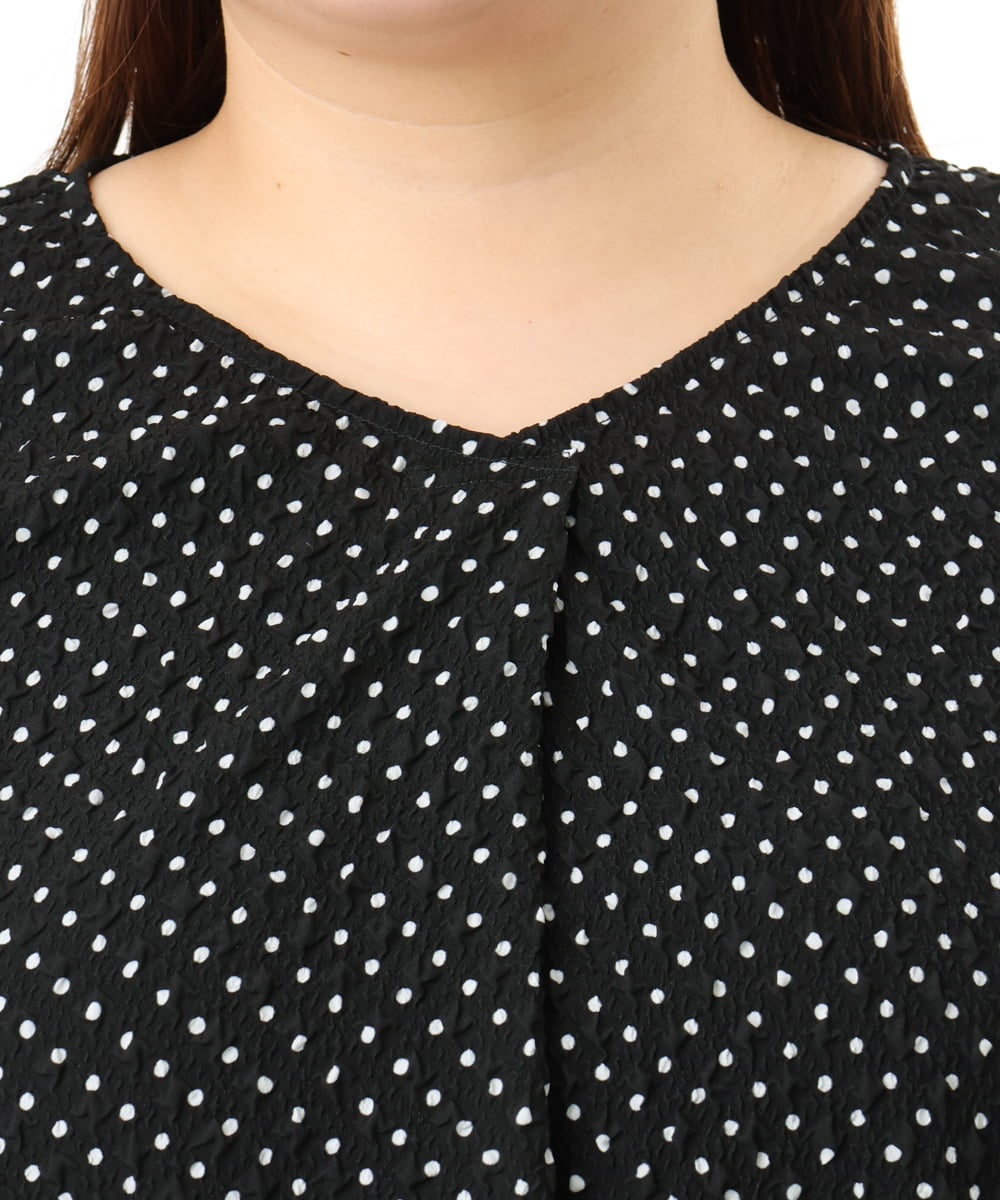 OLBGD28089 eur3(エウルキューブ) 【WEB先行販売】【大きいサイズ】エンボスドットブラウス ブラック