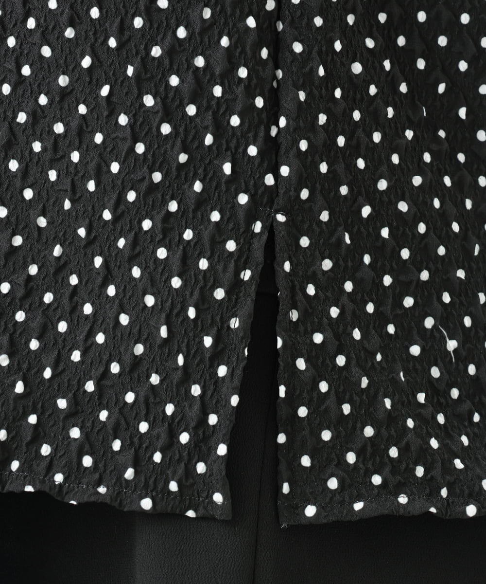 OLBGD28089 eur3(エウルキューブ) 【WEB先行販売】【大きいサイズ】エンボスドットブラウス ブラック