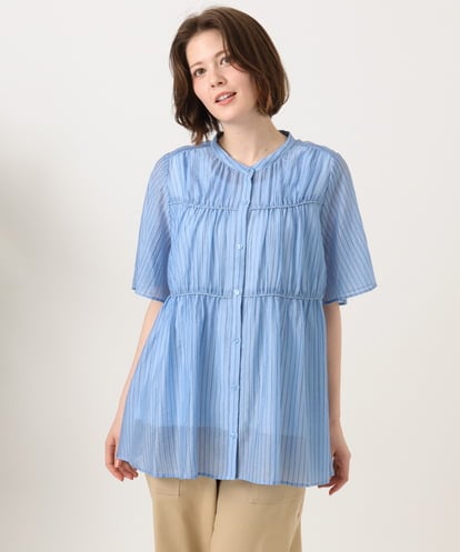 OLBGD33099 eur3 【WEB先行販売】【大きいサイズ】シア―ストライプブラウス