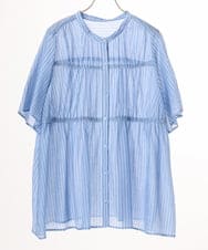 OLBGD33099 eur3(エウルキューブ) 【WEB先行販売】【大きいサイズ】シア―ストライプブラウス ブルー