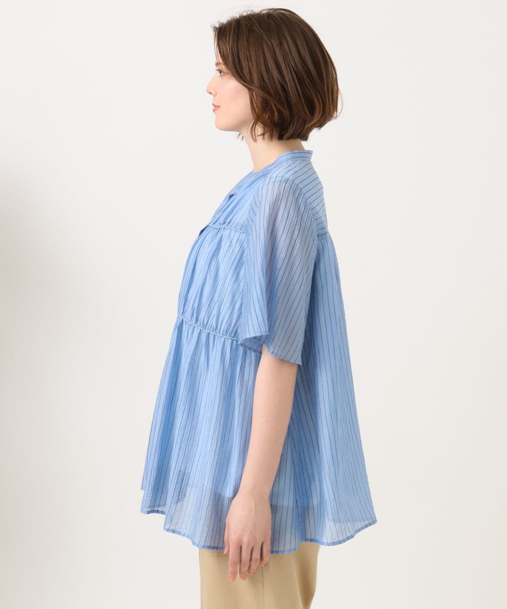 OLBGD33099 eur3(エウルキューブ) 【WEB先行販売】【大きいサイズ】シア―ストライプブラウス ブルー