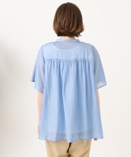OLBGD33099 eur3(エウルキューブ) 【WEB先行販売】【大きいサイズ】シア―ストライプブラウス ブルー
