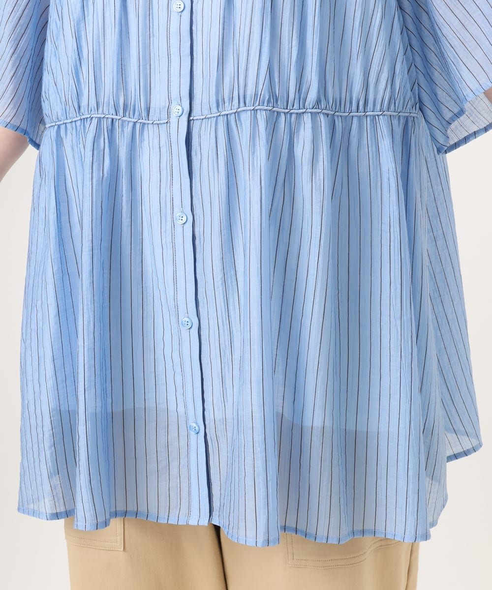 OLBGD33099 eur3(エウルキューブ) 【WEB先行販売】【大きいサイズ】シア―ストライプブラウス ブルー