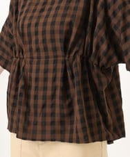 OLBGD34099 eur3(エウルキューブ) 【大きいサイズ】ギンガムチェックギャザーブラウス ダークブラウン