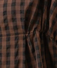 OLBGD34099 eur3(エウルキューブ) 【大きいサイズ】ギンガムチェックギャザーブラウス ダークブラウン