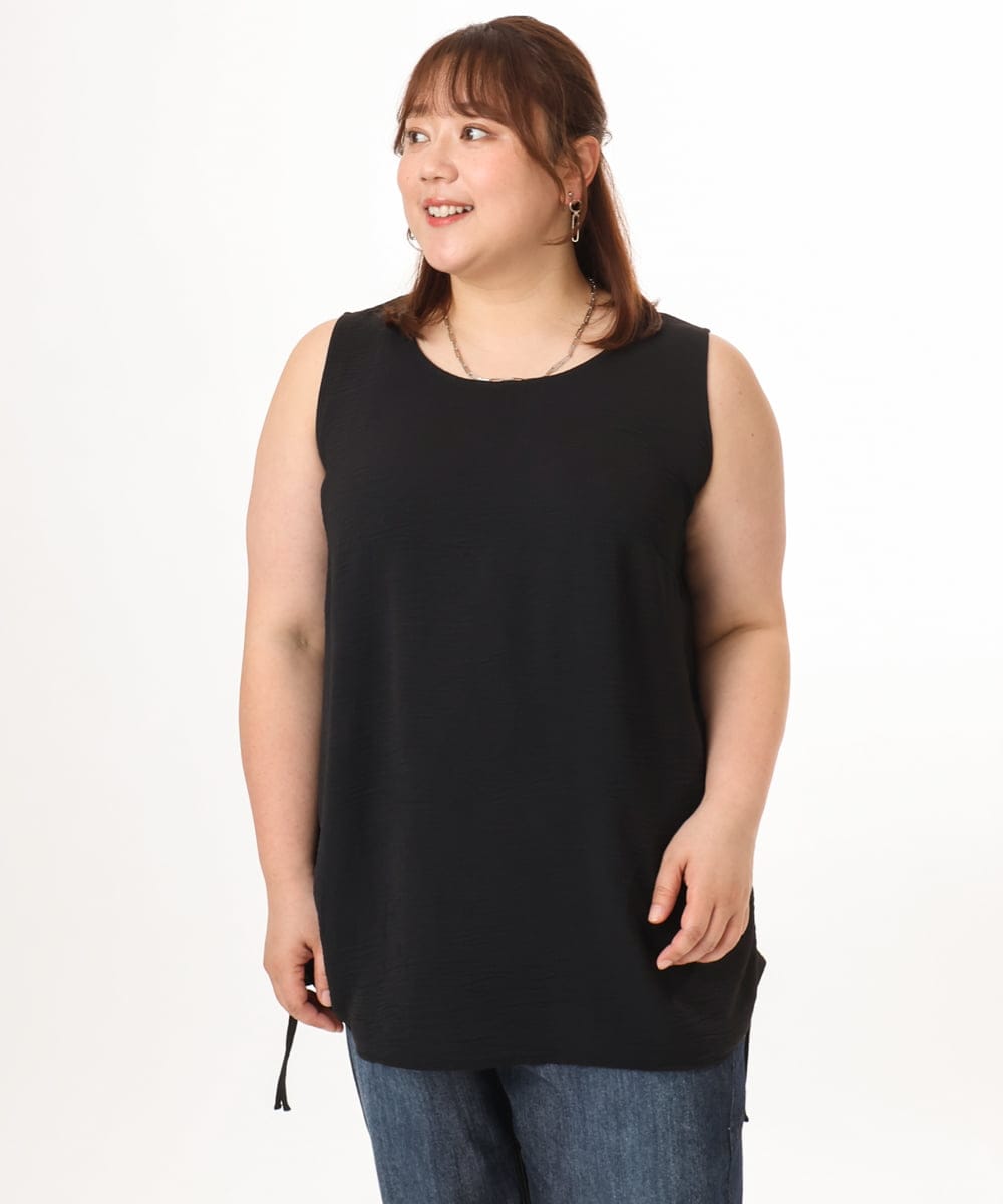 OLBGD37079 eur3(エウルキューブ) 【大きいサイズ】サイドストリングタンクトップ ブラック