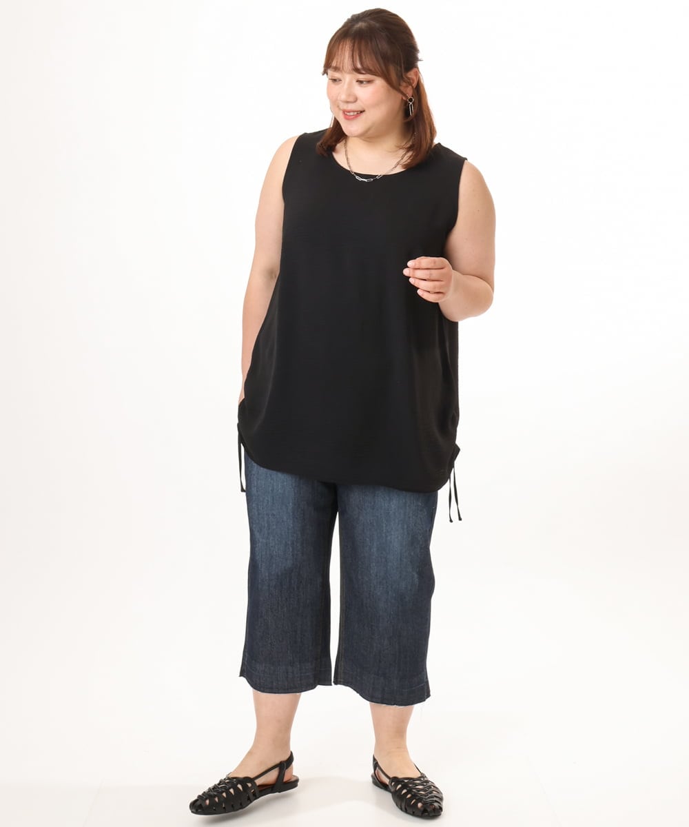 OLBGD37079 eur3(エウルキューブ) 【大きいサイズ】サイドストリングタンクトップ ブラック