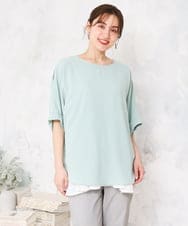 OLBGD40079 eur3(エウルキューブ) 【WEB先行販売】【大きいサイズ】ポーラバックタックブラウス ライトグリーン