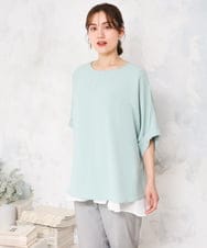 OLBGD40079 eur3(エウルキューブ) 【WEB先行販売】【大きいサイズ】ポーラバックタックブラウス ライトグリーン