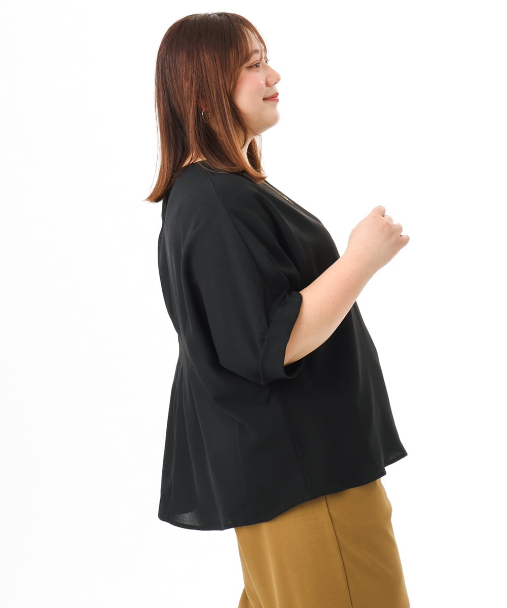 OLBGD40079 eur3(エウルキューブ) 【WEB先行販売】【大きいサイズ】ポーラバックタックブラウス ブラック