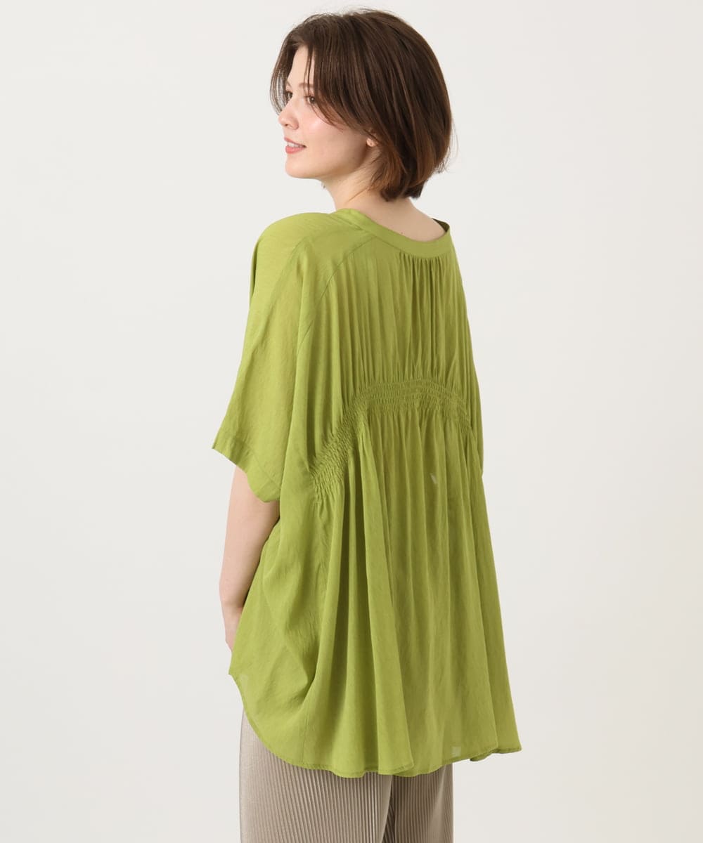 OLBGD44099 eur3(エウルキューブ) 【大きいサイズ】シャーリングシア―ブラウス ライトグリーン