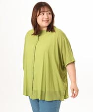 OLBGD44099 eur3(エウルキューブ) 【大きいサイズ】シャーリングシア―ブラウス ライトグリーン