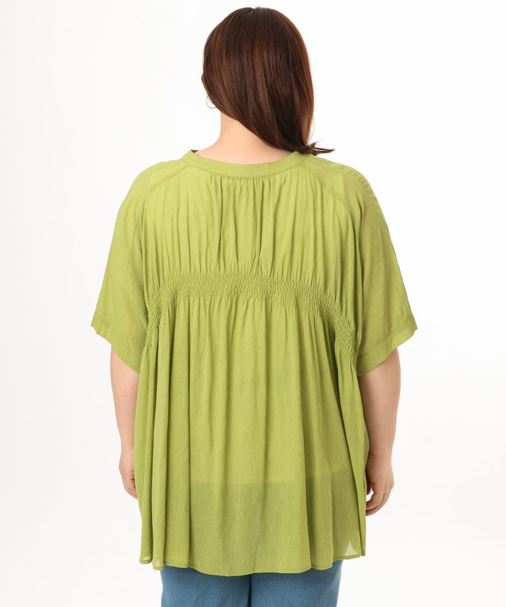 OLBGD44099 eur3(エウルキューブ) 【大きいサイズ】シャーリングシア―ブラウス ライトグリーン