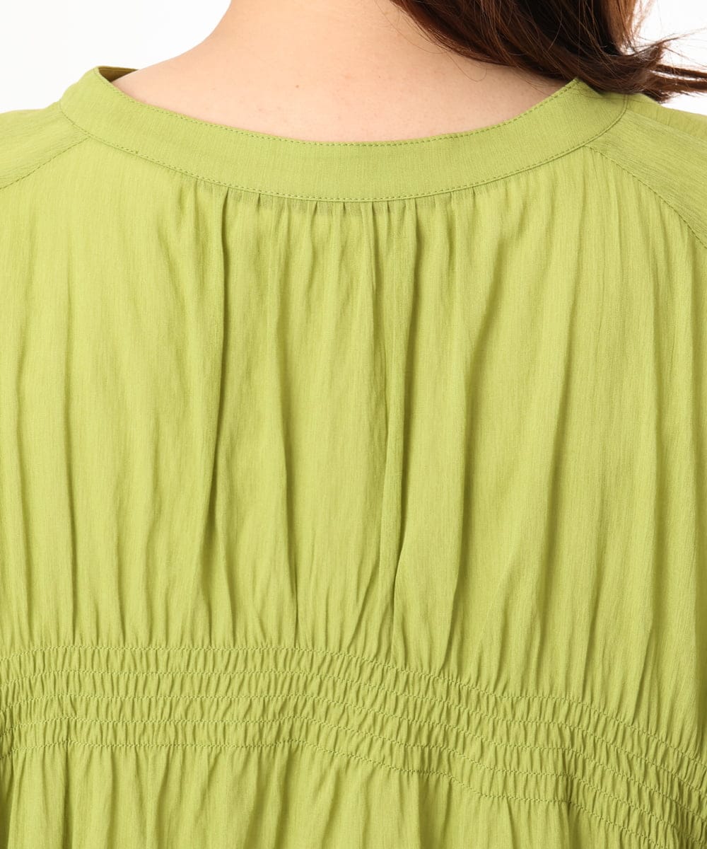 OLBGD44099 eur3(エウルキューブ) 【大きいサイズ】シャーリングシア―ブラウス ライトグリーン