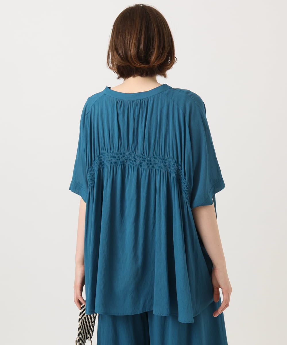 OLBGD44099 eur3(エウルキューブ) 【大きいサイズ】シャーリングシア―ブラウス ブルー