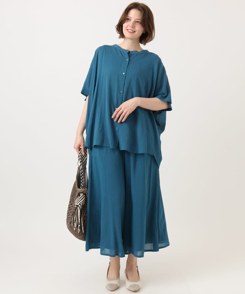 OLBGD44099 eur3(エウルキューブ) 【大きいサイズ】シャーリングシア―ブラウス ブルー