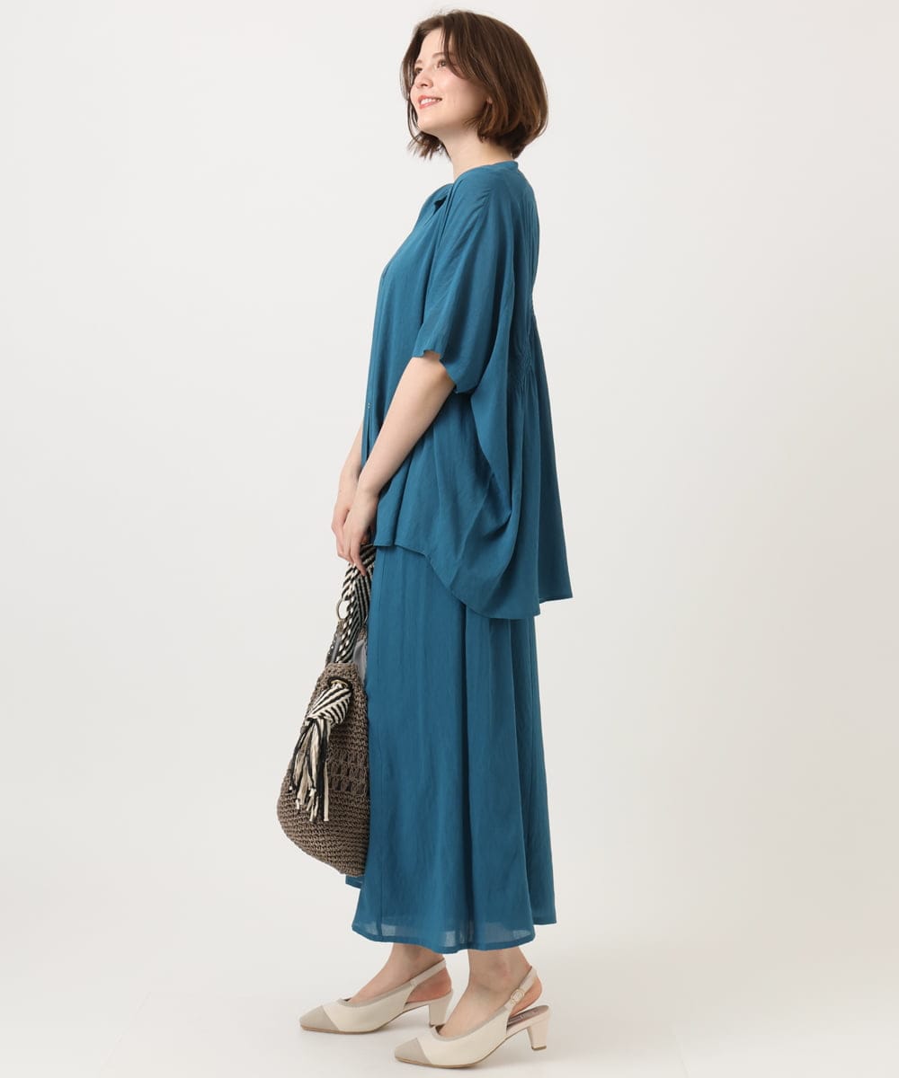 OLBGD44099 eur3(エウルキューブ) 【大きいサイズ】シャーリングシア―ブラウス ブルー