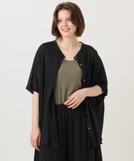 OLBGD44099 eur3(エウルキューブ) 【大きいサイズ】シャーリングシア―ブラウス ブラック