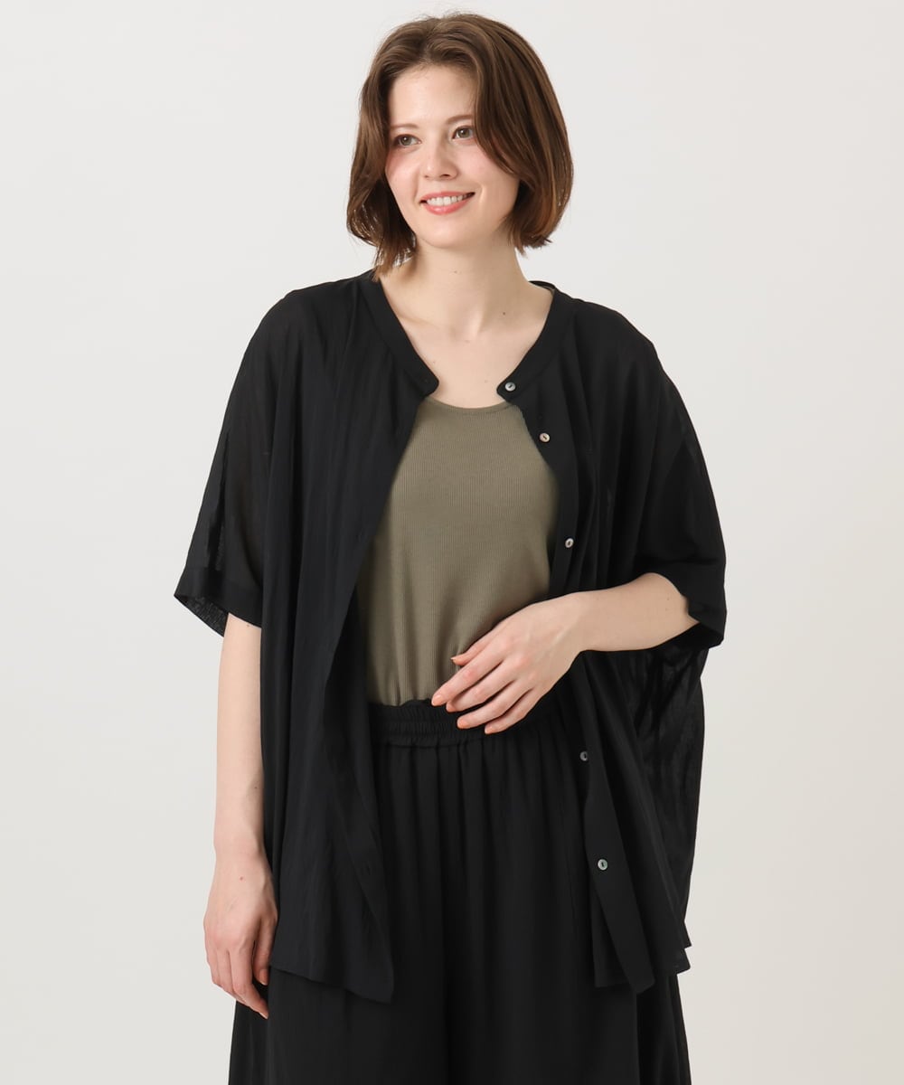 OLBGD44099 eur3(エウルキューブ) 【大きいサイズ】シャーリングシア―ブラウス ブラック