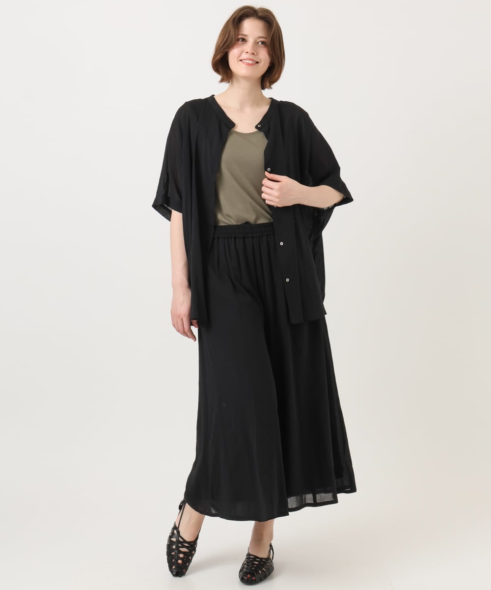 OLBGD44099 eur3(エウルキューブ) 【大きいサイズ】シャーリングシア―ブラウス ブラック